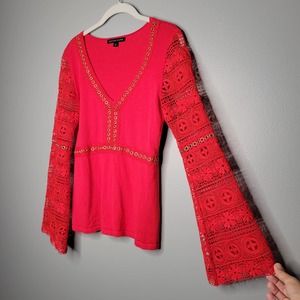 Boston Proper Red V-Neck Sweater